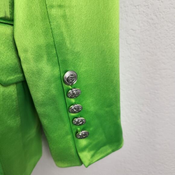 Retrofete Saige Double Breasted Blazer in Lime Punch Green Size Small NWT Satin - Picture 9 of 15